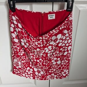 Sunday Best Red and White Mini Pencil Skirt